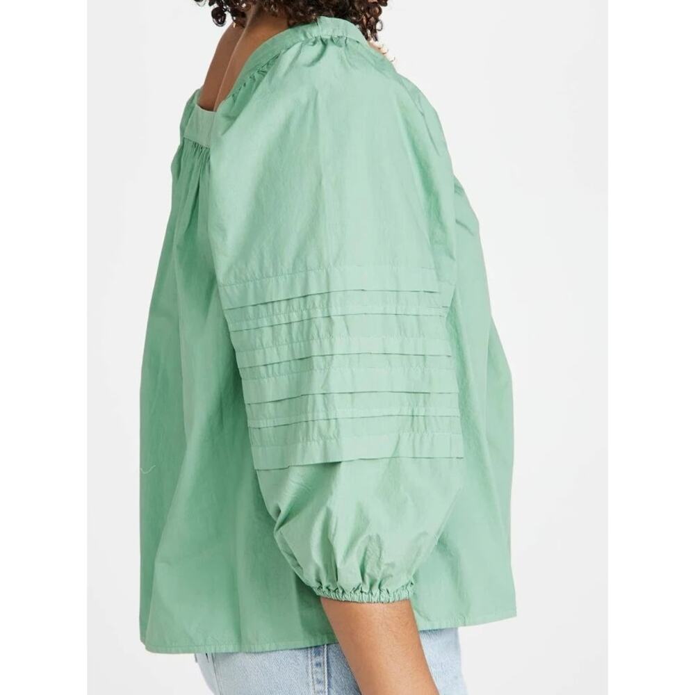 NWT Madewell Square Neck Pleat Sleeve Top Pale Evergreen S - Picture 11 of 12